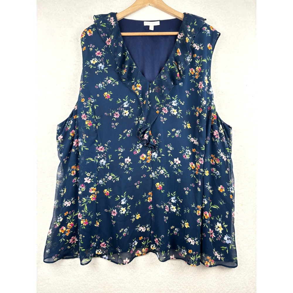 Marybelle Ruffle Blouse Womens 5X Floral V Neck Cottagecore Romantic